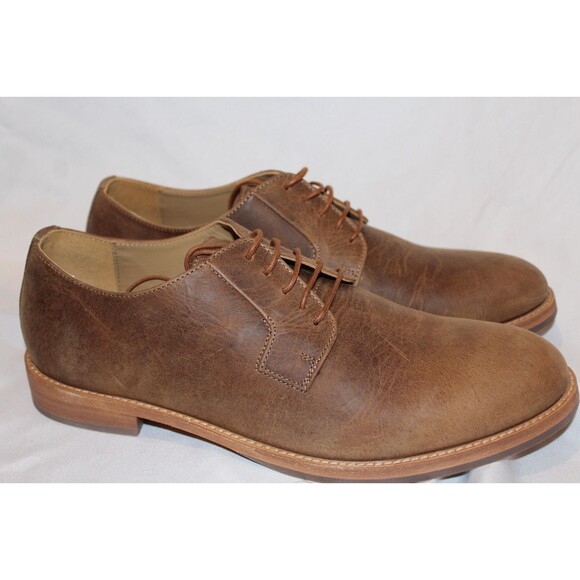 NISOLO MEN'S REY OXFORD LEATHER DRESS SHOES TOBACCO BROWN SZ 11.5 NIB 228 - Picture 1 of 5